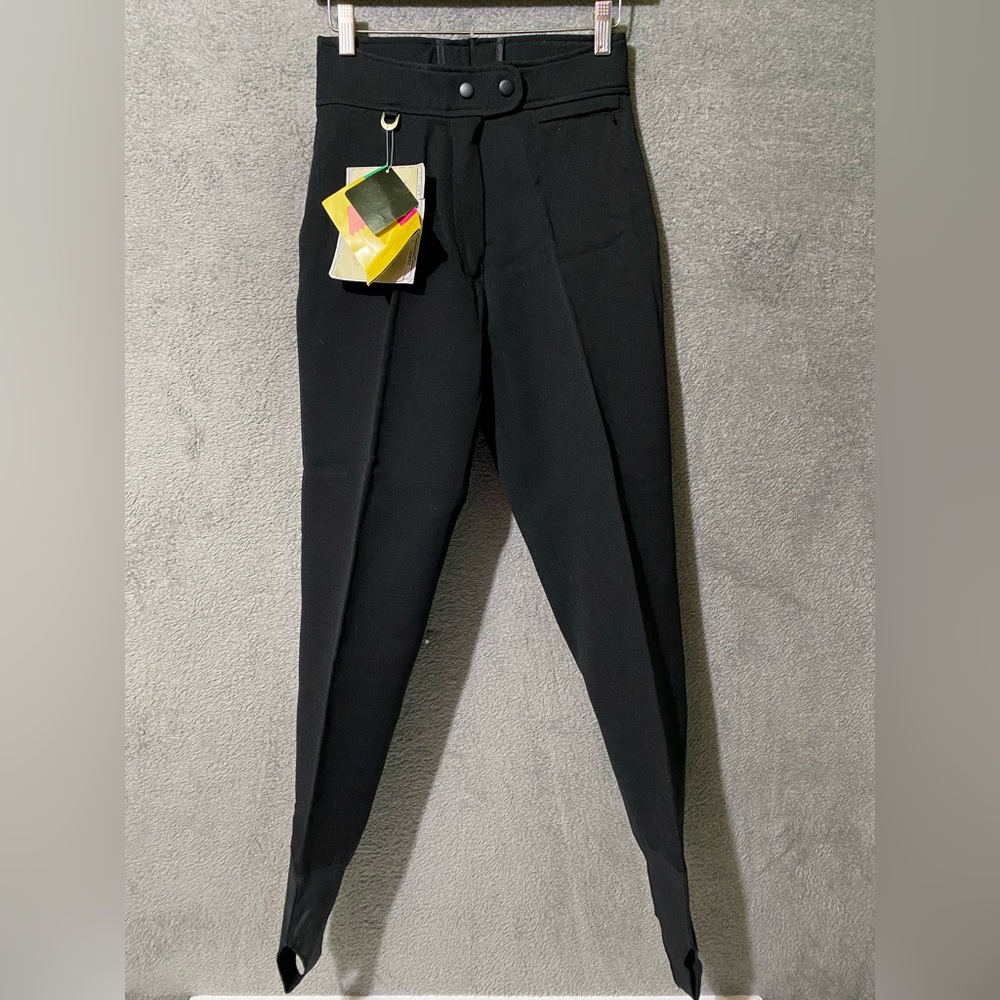 VTG Sportina Women’s Stirrup Ski Pants Sz 8 Black Wool Blend Form Fitting